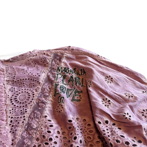 Magnolia Pearl Eyelet Rosemary Blouse Shirt Top Lace Bohemian Flowy One Size - Picture 11 of 14